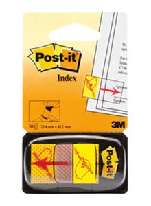 Picture of Zakładki indeksujące POST-IT z nadrukiem „ręka+ołówek” PP 25x43mm 50 kartek