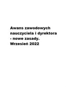 Picture of Awans zawodowy nauczyciela i dyrektora - nowe zasady. Wrzesień 2022