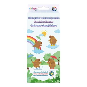 Picture of Kredki ołówkowe trójkątne Strigo Kapibara 12 kolorów + temperówka