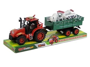 Obrazek Traktor z przyczepą i zwierzętami