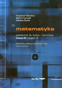 Picture of Matematyka 3 Podręcznik część 2 Elementy analizy matematycznej Zakres rozszerzony liceum i technikum