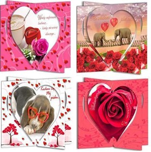 Obrazek Karnet przestrzenny Serce 10 szt. mix