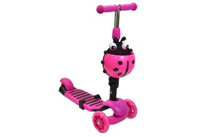 Picture of Hulajnoga 3-kołowa 3w1 biedronka różowa