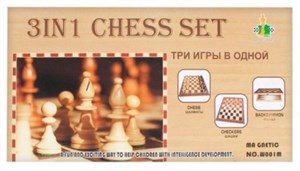 Obrazek Szachy drewniane 3w1