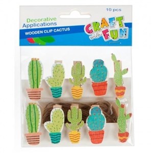 Obrazek Spinacze drewniane kaktusy 10el