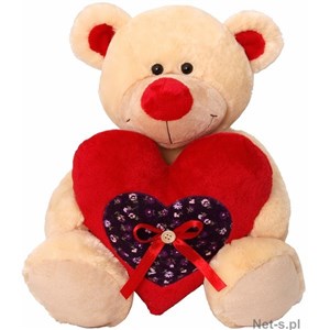 Obrazek MASKOTKA MIŚ PIERROT Z SERCEM 20CM