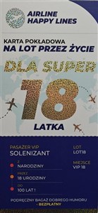 Obrazek Karnet karta pokładowa 18 urodziny męskie