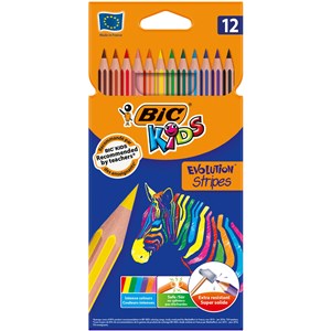 Picture of Kredki ołówkowe Eco Evolution Stripes BIC Kids 12 kolorów