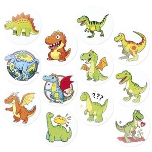 Picture of Naklejki papierowe na taśmie Dinozaury 500szt