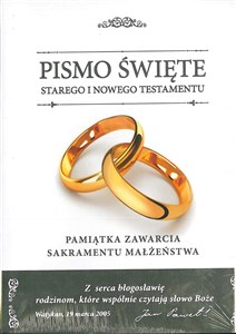 Picture of Pismo Święte Starego i Nowego Testamentu Pamiątka zawarcia Sakramentu Małżeństwa