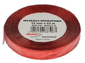 Obrazek Wstążka brokatowa czerwona 12mmx22m