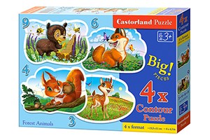 Picture of Puzzle konturowe 4w1 3-4-6-9 Forest Animals