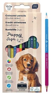 Obrazek Kredki ołówkowe trójkątne z temperówką - Puppy Sign, 24 kolory