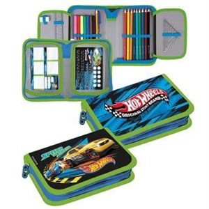 Obrazek Piórnik z wyposażeniem 2kl Hot Wheels