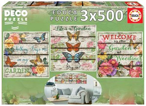 Picture of Puzzle 3x500 Kwiaty i Motyle 109639