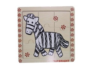 Obrazek Puzzle drewniane układanka Zebra 9 elementów