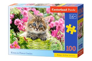 Obrazek Puzzle Kitten In Flower Garden 100