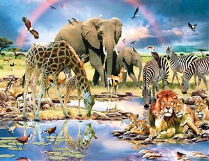 Obrazek Puzzle 1000 Afrykańskie zwierzęta przy wodopoju