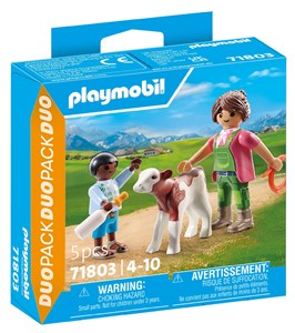 Picture of Playmobil Gospodyni wiejska z dzieckiem i cielakiem 71803