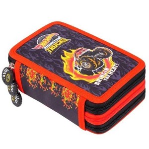 Obrazek Piórnik potrójny z wyposażeniem Hot Wheels