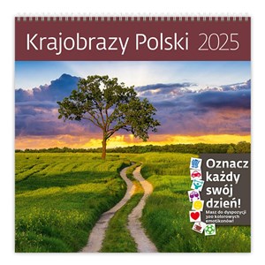 Obrazek Kalendarz 2025 30x30 Krajobrazy Polski miesięczny, na spirali, wiszący, z naklejkami