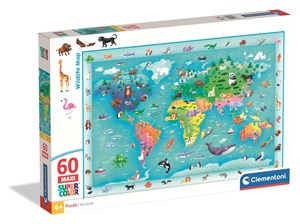 Obrazek Puzzle 60 Maxi Super kolor  Wildlife Map