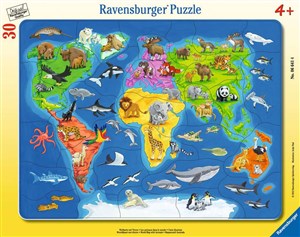 Obrazek Puzzle Mapa Świata zwierząt 30