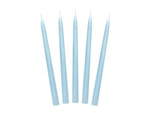 Obrazek Świeca stożkowa matowa błękitna 24cm 10szt