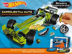 Obrazek Hot Wheels Zaprojektuj auto. Blok do kolorowania z naklejkami