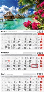 Obrazek Kalendarz 2026 Trójdzielny Ekonomiczny Tropik KTE VE-16