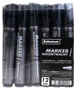 Picture of Marker permanentny okrągły czarny (12szt)