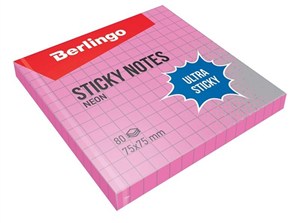 Obrazek Bloczek samoprzylepny 75x75 różowy kratka 80K