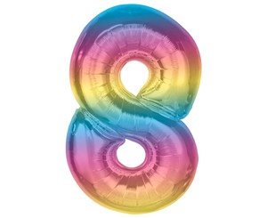 Obrazek Balon foliowy cyfra 8 tęczowa Smart 92cm