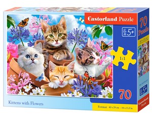Obrazek Puzzle 70 Kocięta z kwiatami B-070107