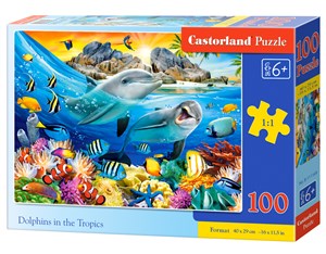 Obrazek Puzzle 100 Delfiny w tropikach B-111169