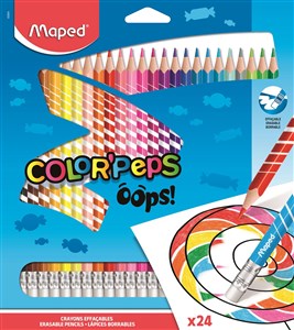 Obrazek Kredki trójkątne ścieralne z gumką Colorpeps Oops Maped 24 kolory