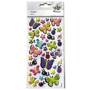 Obrazek Naklejki wypukłe motyle, biedronki mix 37szt