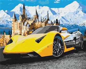 Picture of Malowanie po numerach Lamborghini koło zamku 40x50
