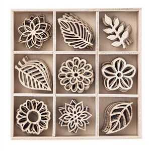 Obrazek Liście kształty z drewna 45 szt.