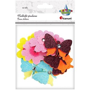 Obrazek Naklejki piankowe 3D kwiaty motyle 12szt
