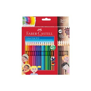 Obrazek Kredki Grip Faber-Castell 18 kolorów + 6 kolorów w odcieniach skóry