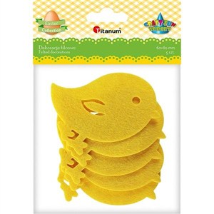 Obrazek Filcowe kurczaki żółte 85x78mm 5szt