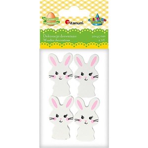 Obrazek Drewniane zające białe 25x43mm 4szt