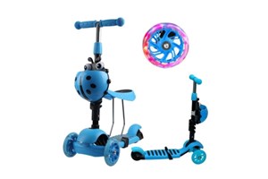 Obrazek Hulajnoga 3-kołowa 3w1 biedronka niebieska