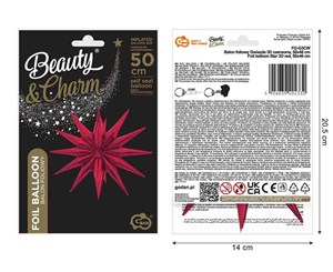 Obrazek Balon foliowy Gwiazda 3D czerwona 50x46cm