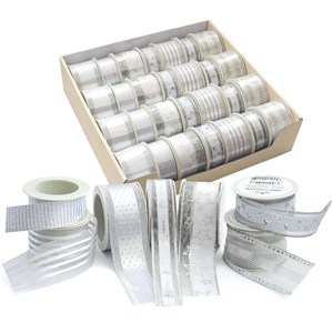 Obrazek Ozdobna wstążka 3,8cmx2m srebrna ARGUS