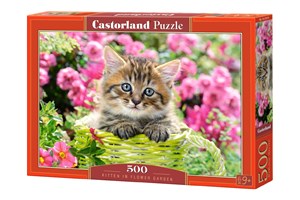 Obrazek Puzzle Kitten In Flower Garden 500