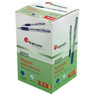 Obrazek Długopis automat. z gripem 0,7mm niebieski (50szt)
