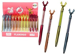 Obrazek Długopis z diamentami Jeleń 0,7mm czarny (48szt)