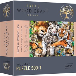 Obrazek Puzzle 500+1 drewniane Dzikie koty w dżungli 20152